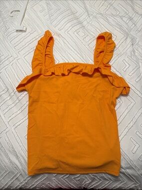 Amazon Orange Ruffle Strap Tank Top